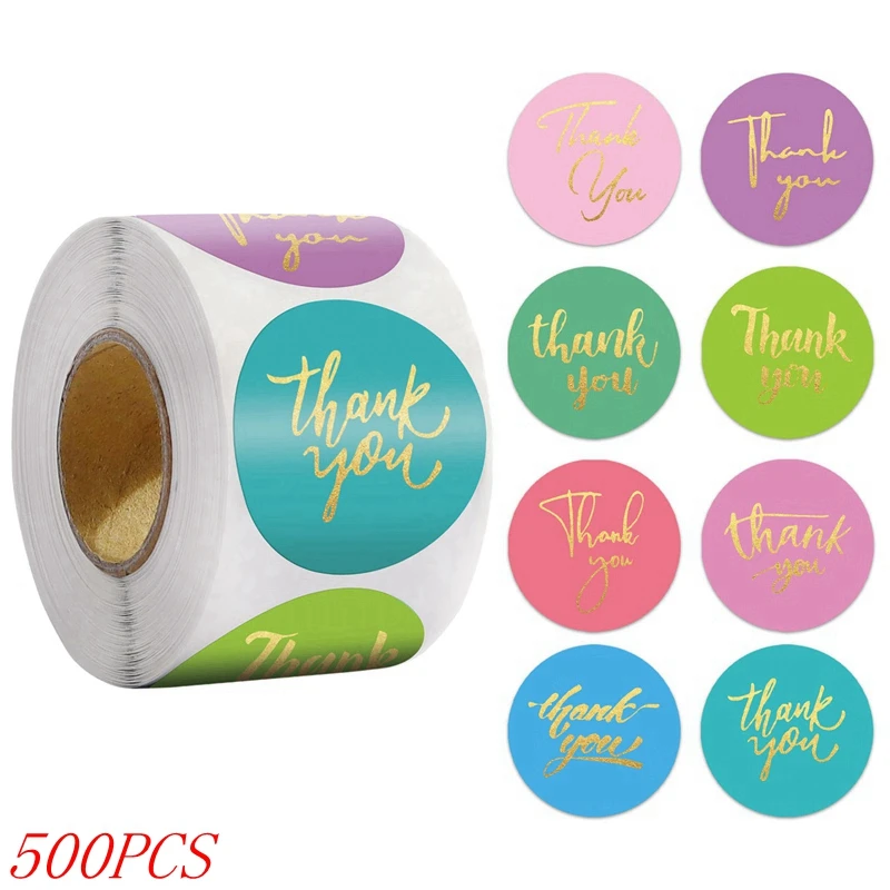 50-500 Stuks 1Inch Blauw Dank U Stickers Voor Envelop Afdichting Labels Briefpapier Levert Handgemaakte Huwelijkscadeau Decoratie sticker