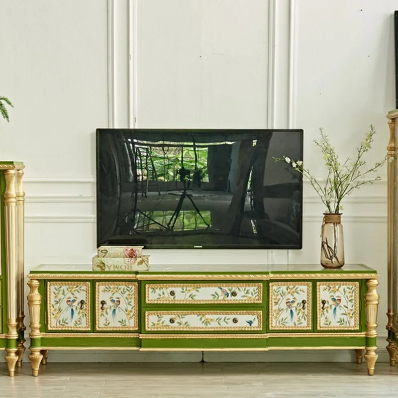 TV cabinet birch modern simple American living room French painted retro floor cabinet furniture