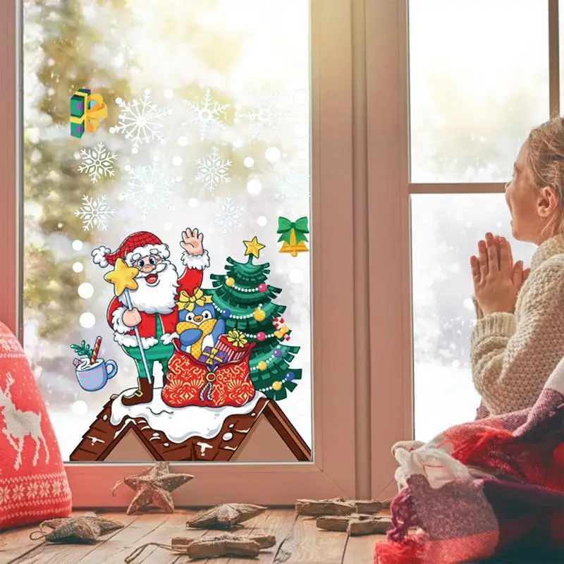 Window Decals For Christmas Winter Snowflake Static Clings Christmas Ambience Window Decor Accessories For Tiles Household