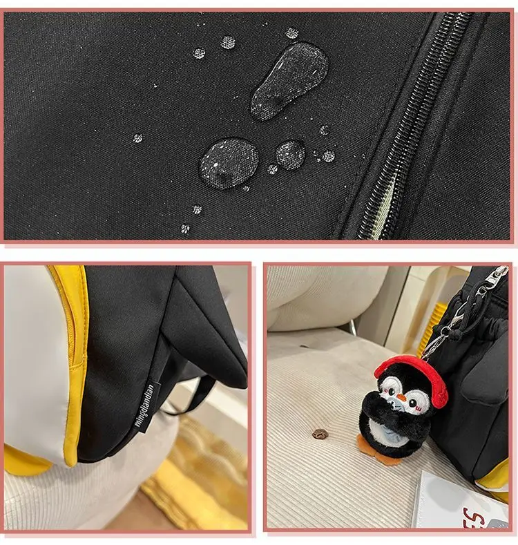 Cute  3d Penguin Shaped Backpack - Water Resistant Nylon Daypack, Lightweight 13 Inch Laptop Bag, Kawaii School Bag For Wom