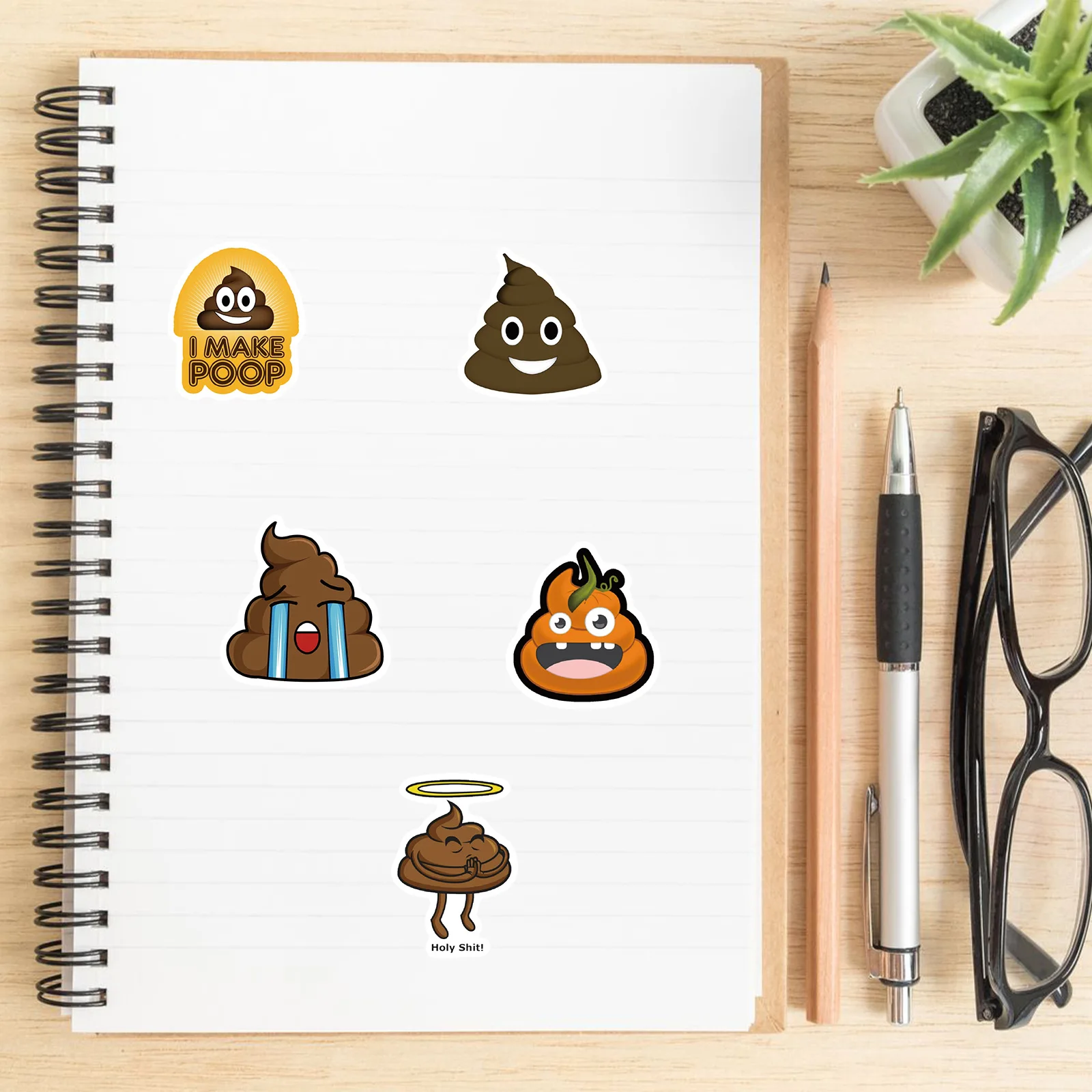60Pcs Funny Poop Emoticons Sticker Poop Meme DIY Stickers Scrapbooking Phone Luggage Skateboard Waterproof Decals
