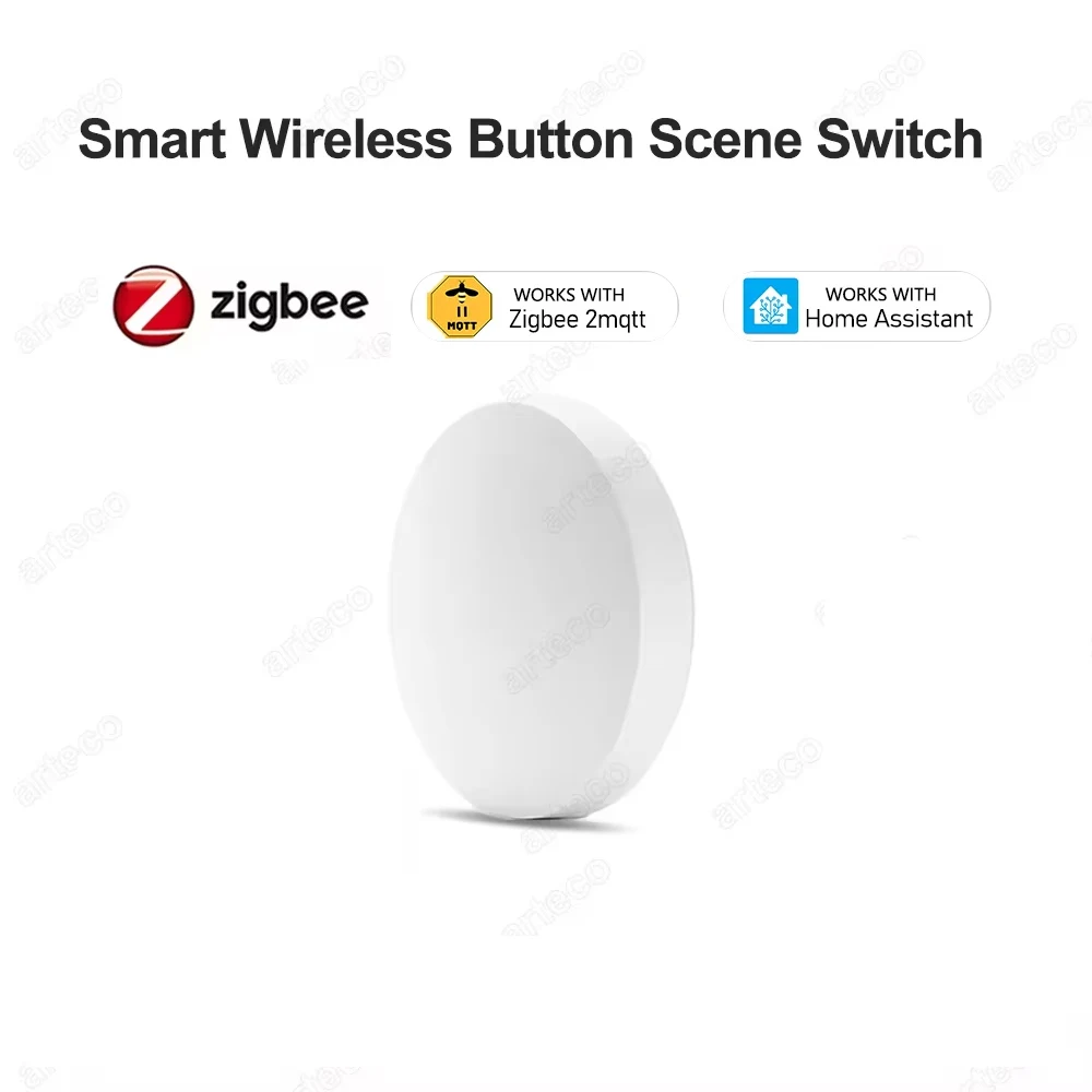 

Беспроводной ZigBee умный переключатель сцен с питанием от батареи, кнопочный переключатель для умной домашней сцены, нужна работа с домашним помощником Zigbee2mqtt