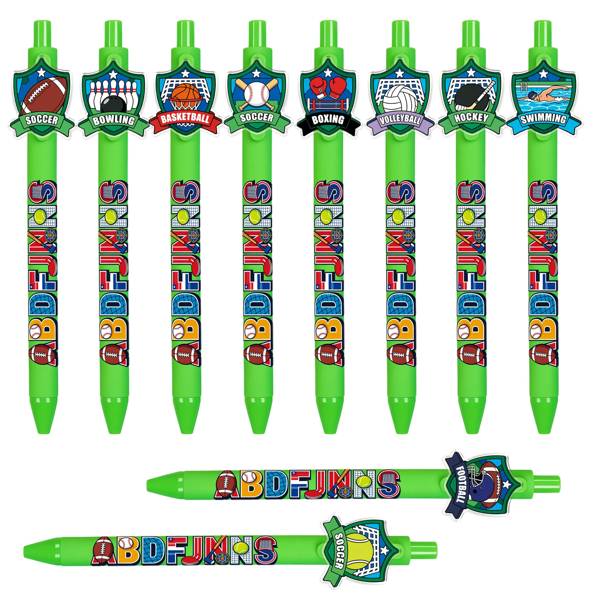 

10 pieces/15 pieces creative ball-themed ballpoint pens with patterns of football, basketball and baseball