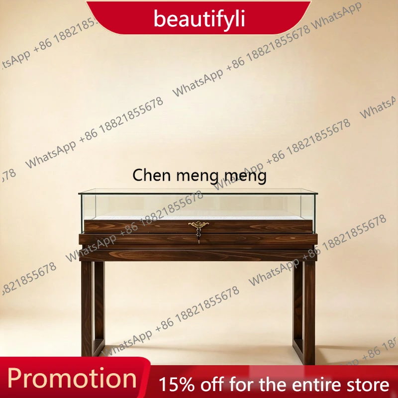 

01A Vintage Style High-end Jewelry Display Cabinet Modern Solid Wood Mall Glass Showcase Ornament Exhibition Office Furniture