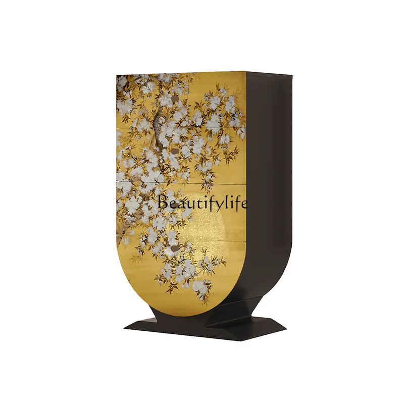 

Medieval solid wood four-chest cabinet, integrated painted storage cabinet