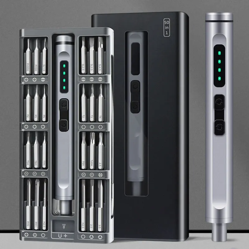 50 in 1 Electric Precision Screwdriver Set with 48 Alloy Steel Bits USB Type C Rechargeable Repair Toolkit for Phone Laptop