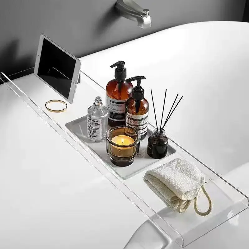 Light Luxury Bathroom Transparent Acrylic PC Bathtub Storage Rack Bathroom Soaking Room Bathtub Storage Racks Bathroom Furniture