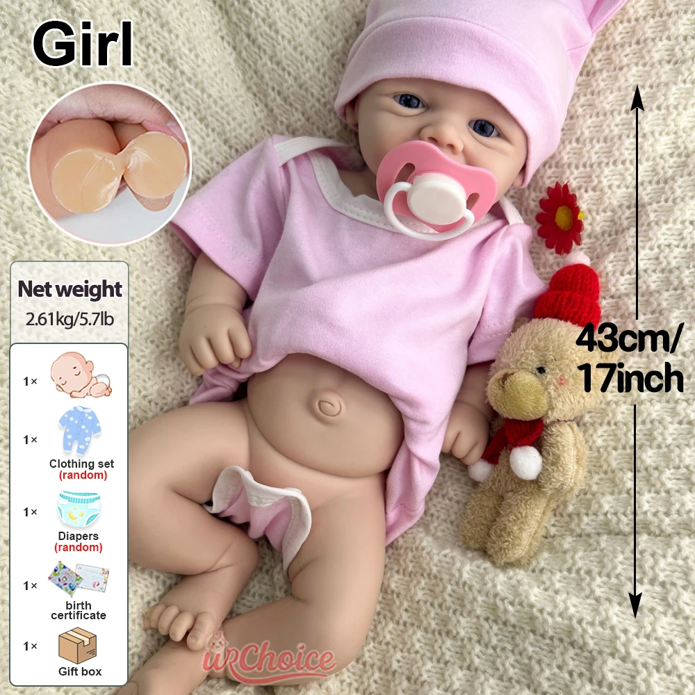 43 سم فيفيان ناعمة مقاومة للماء السيليكون ولد من جديد طفل فتاة حية رعاية الطفل دمية تهدئة الدعم لمرضى الزهايمر هدية