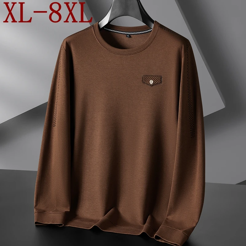 

8XL 7XL 6XL 2024 New Autumn High Quality Classic Tshirt Men Tops Long Sleeve O-Neck Mens T-Shirts Casual Loose Tee Shirt Homme