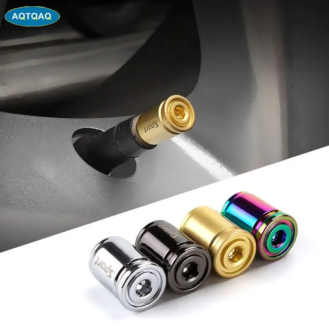 AQTQAQ 1 zestaw Car Styling Zinc Alloy Anti-theft Sport Car Tire Valve Caps Wheel Tires Tire Stem Air Cap Airtight Covers