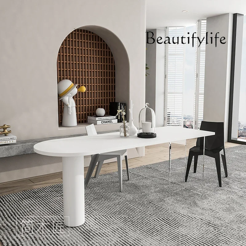 N19 Acrylic Suspended Dining Table Household Dining Table Light Luxury Solid Wood Office Log Large Board Table