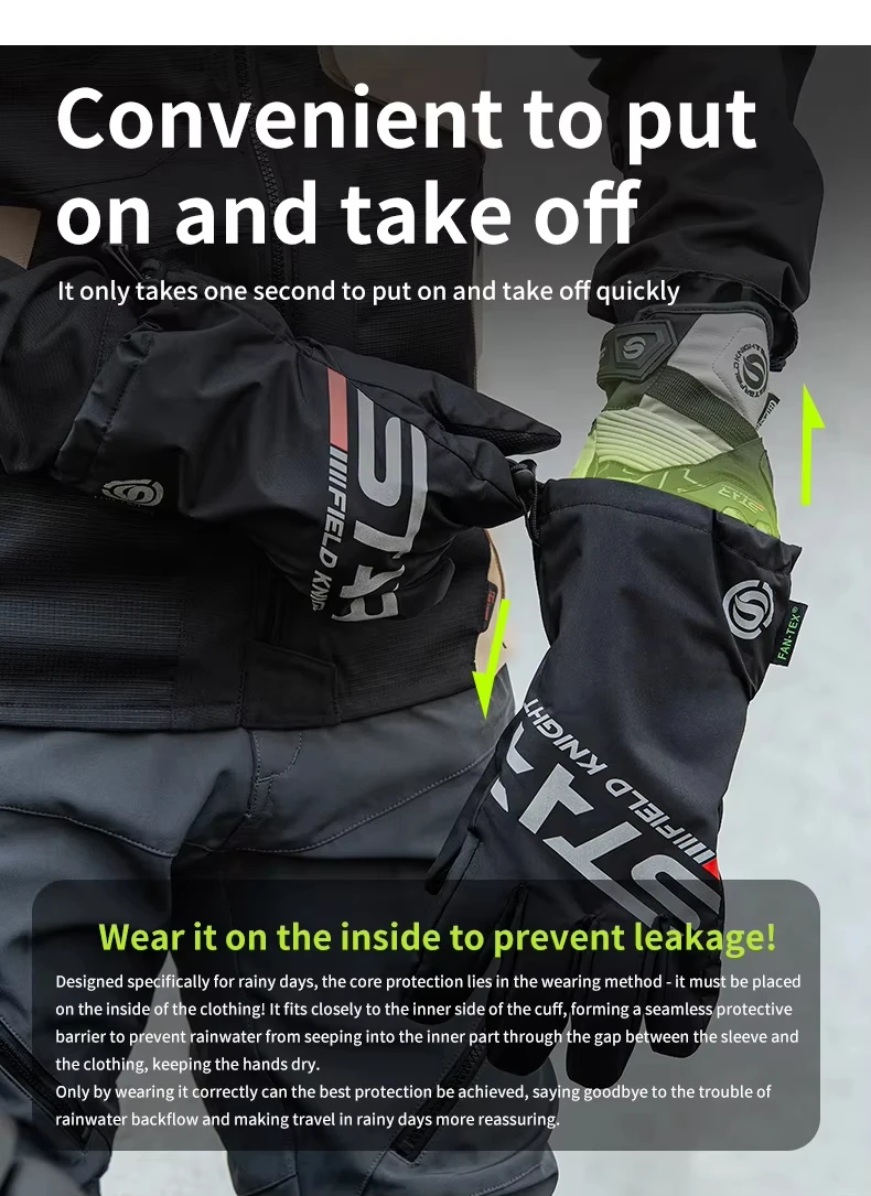 Vier-Jahreszeiten-wasserdichte Motorradhandschuhe, Touchscreen-kompatible, warme, regenfeste Handschuhüberzüge für Motorradreisen und Motorradfahren. – Detail 12