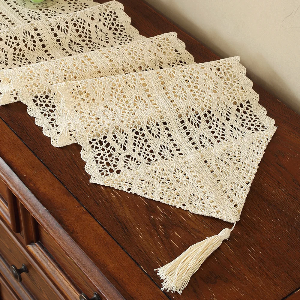 Rural handmade woven table flag, tablecloth strip, table towel, tea table towel, tea mat, cotton and linen artistic table flag