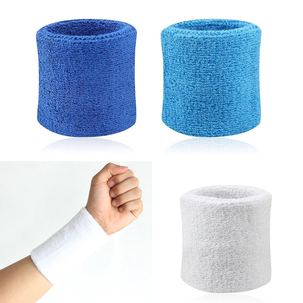 2pcs Absorbent Comfortable Wrist Support Sports Accessories Sweatbands Wristbands for Tennis Squash Badminton Gym Football