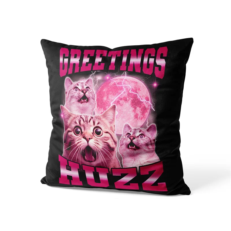 Gaslight Gatekeep Girlboss Greetings Huzz Funny Gen Z Gen Alpha Slang Meme Throw Pillow Covers Cushion Cases Pillowcases
