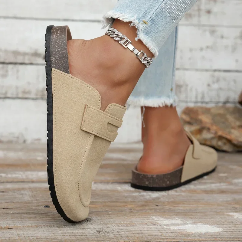 Sommerliche neue runde Zehenpartie, dicke Sohle, bequeme Freizeit-Slipper, modische, heiß begehrte, sexy, elegante Baotou-Slipper für Damen – Detail 5
