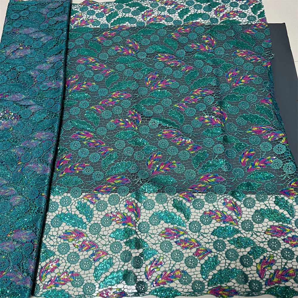قماش دانتيل تول نيجيري أفريقي عالي الجودة مطرز بالترتر قماش جبر فرنسي للحفلات/فساتين الزفاف 5 ياردات 2025 #6
