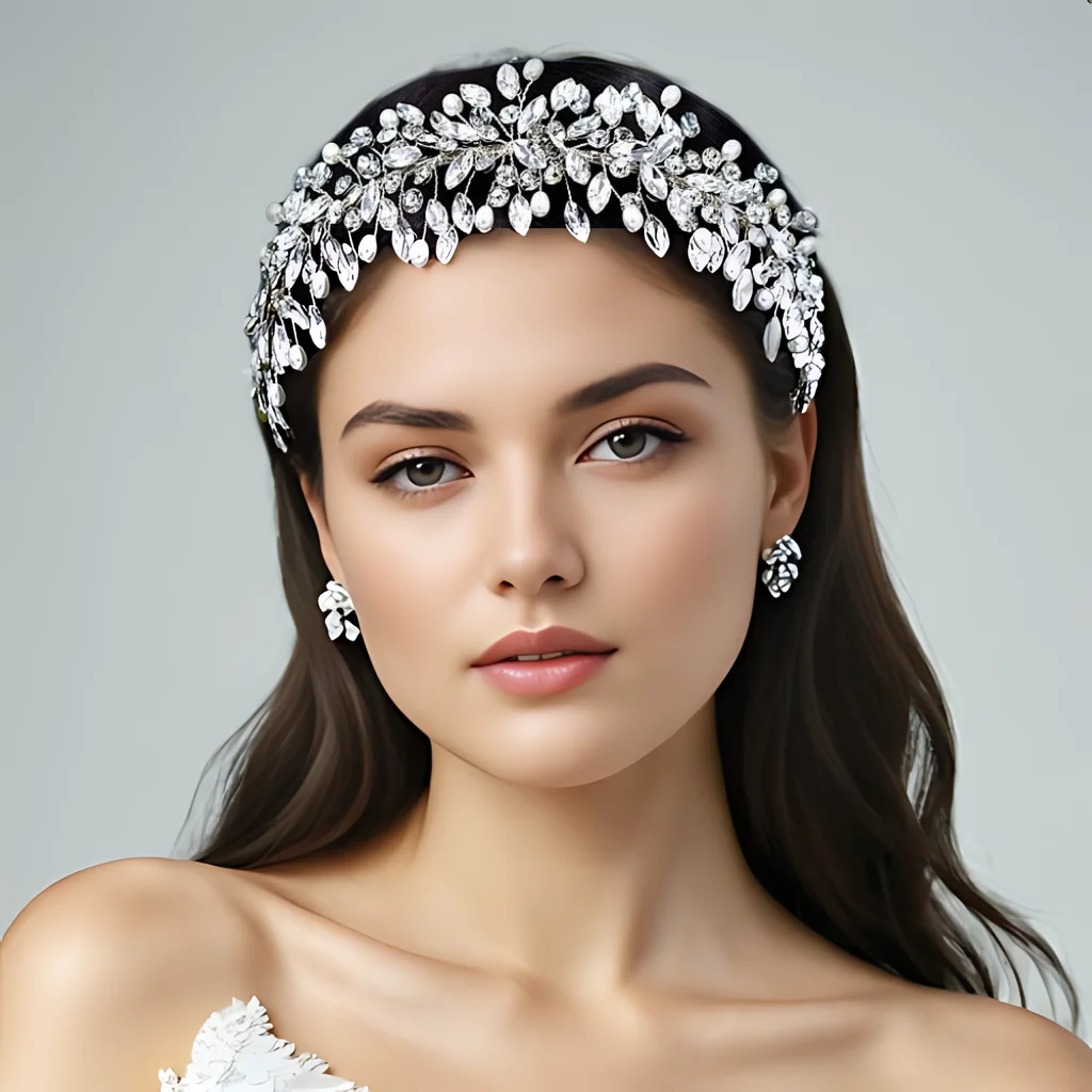 Vestido de novia con diamantes de imitación y perlas para mujer, diadema de lujo, joyería de graduación, accesorios para el cabello, tocado de cristal, HP608