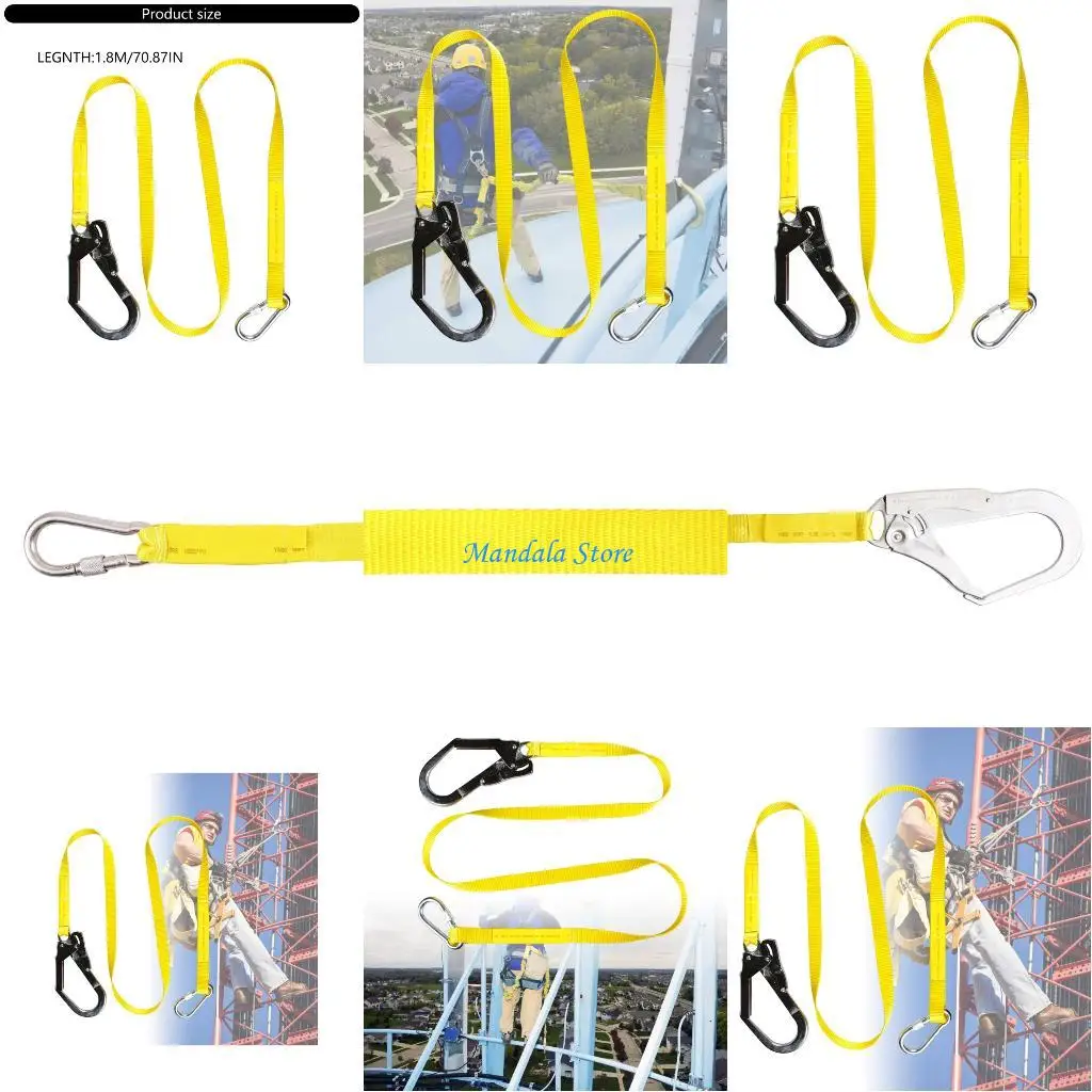 U2JC Upgrades Fall Defense Equipment 180cm Polyester Belt Carabiners for Climbing