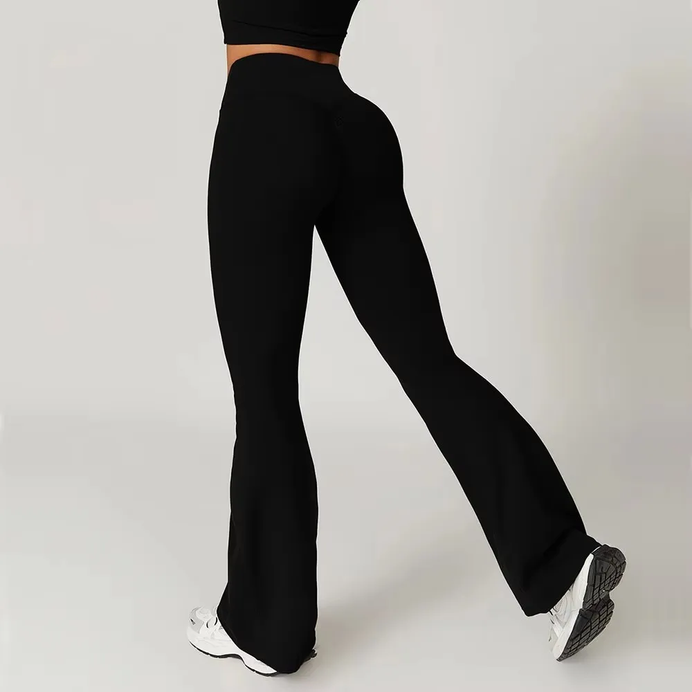 Gym Workout Sports Push Up Leggings Flare Leggings Yoga Pants Women Bell-bottoms Yoga Tights High Waist Fitness Pants Stretch