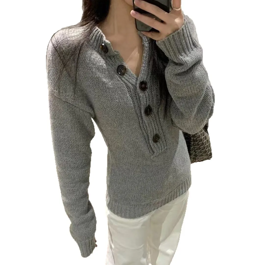 

Fl Sweater Women Gray Long Sleeve Knitted Jumpers Spice Girls Slim Pullover Autumn Winter New Comfortable Casual Sweaters Y2k