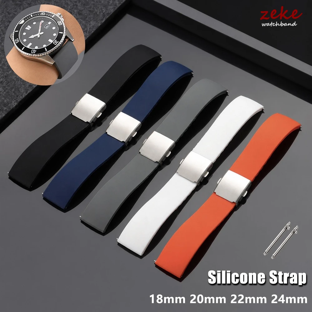 Sport-Silikon-Uhrenarmband 18mm 20mm 22mm 24mm für Omega für Seiko Universelles Armband Schnellverschluss Wasserdichtes Gummi-Armband