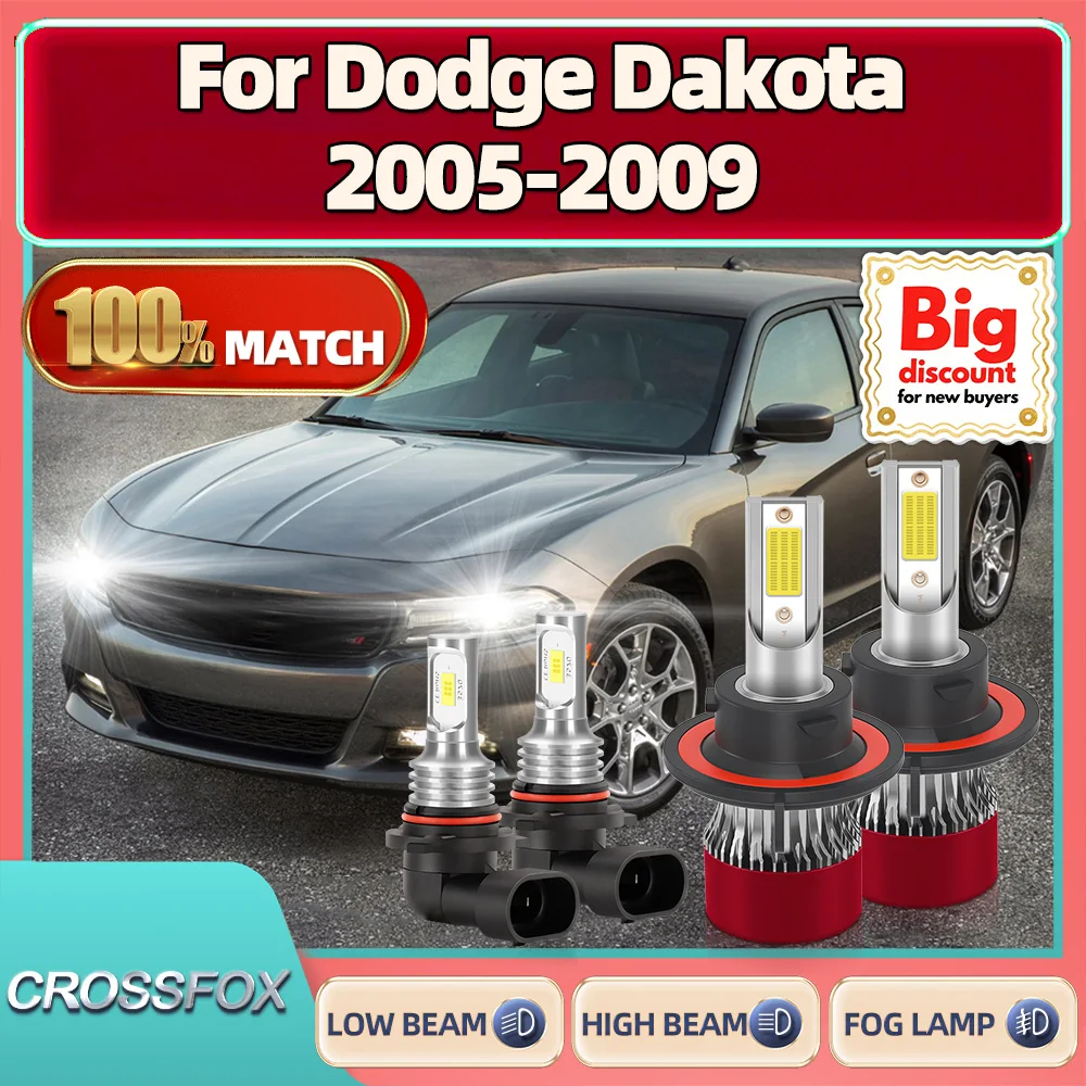 

CROSSFOX For Dodge Dakota 2005 2006 2007 2008 2009 Turbo LED Headlight Bulb 40000LM High Quality Headlamp Ampoule 200W Canbus