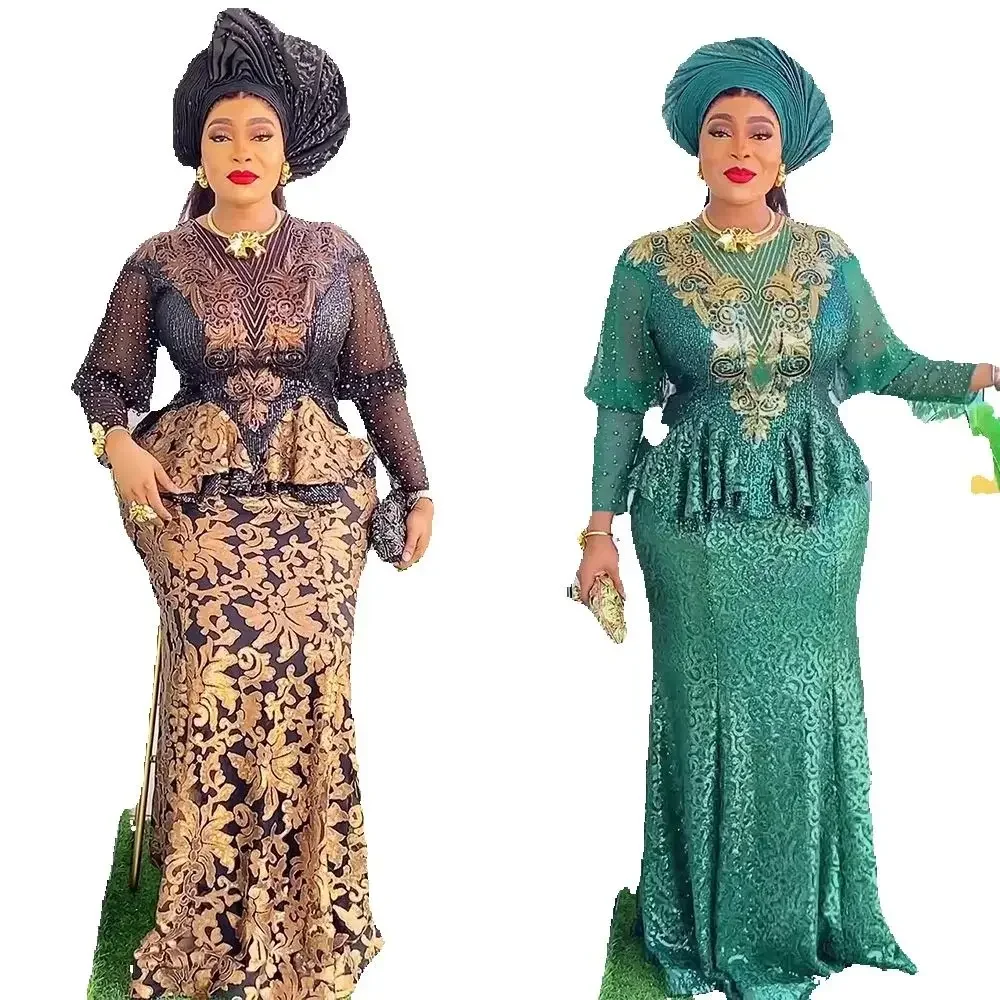 

Customized Plus Size African Party Dresses for Women 2025 New Fashion Dashiki Ankara Sequin Wedding Gowns Elegant Turkey Muslim