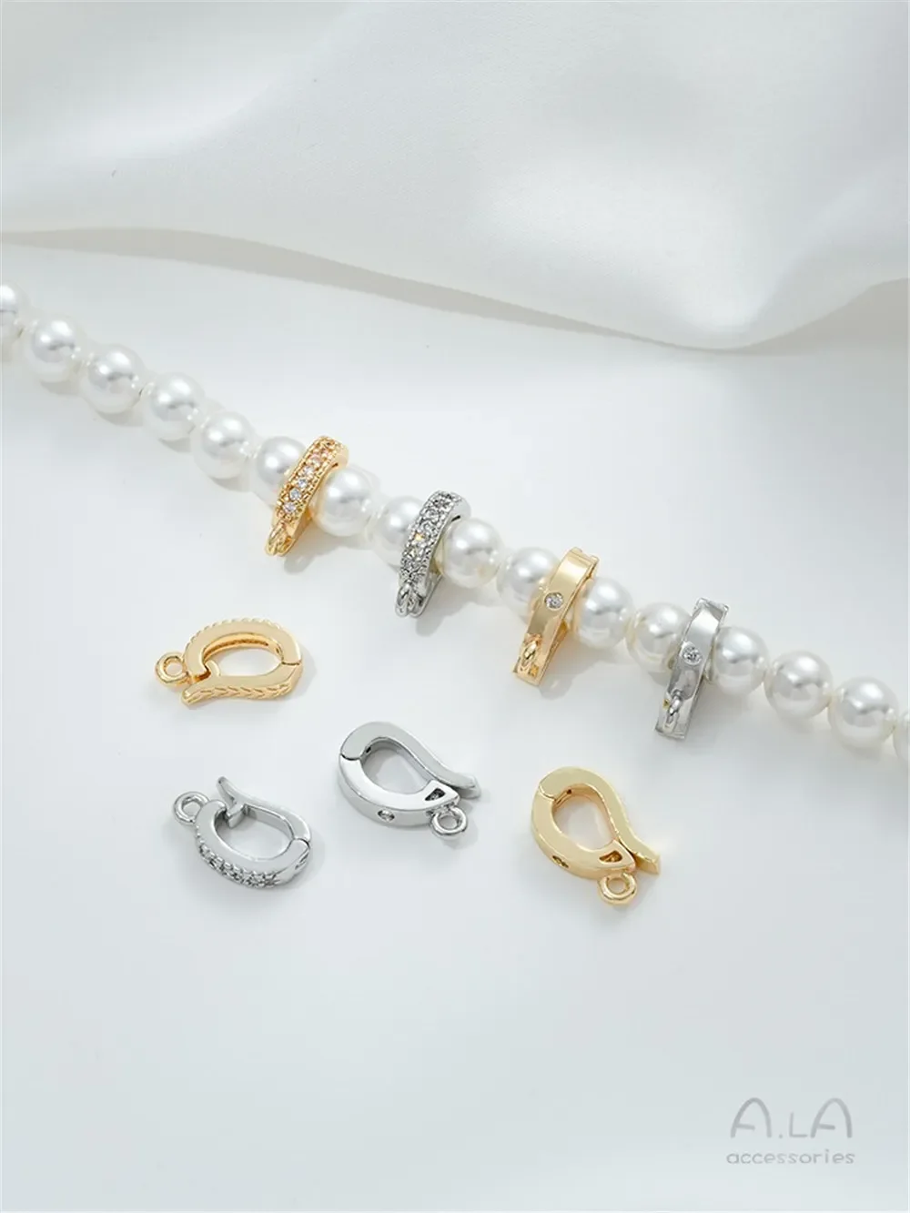 Cierre colgante Universal de circonio incrustado de oro de 14K, cierre de collar de Jade de cristal de perla, accesorios de joyería hechos a mano Diy