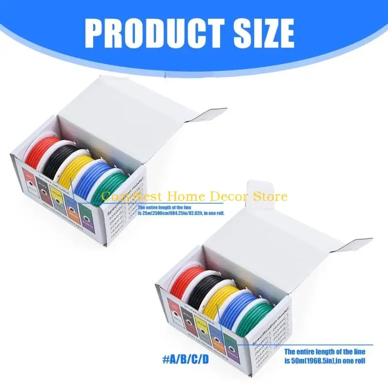 92MF Tinned Copper Wire Cable Replacement Heat Resistant Flexible Silicone Wire 5 Colors Stranded Electrical Wire Enduring