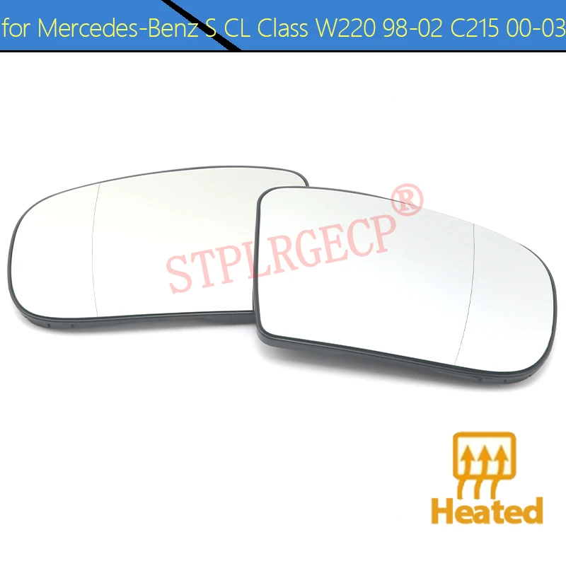 

Driver Passenger View Side Mirror Lens Door Wing Mirrors Glass with Heating for Mercedes-Benz S CL Class W220 98-02 C215 00-03