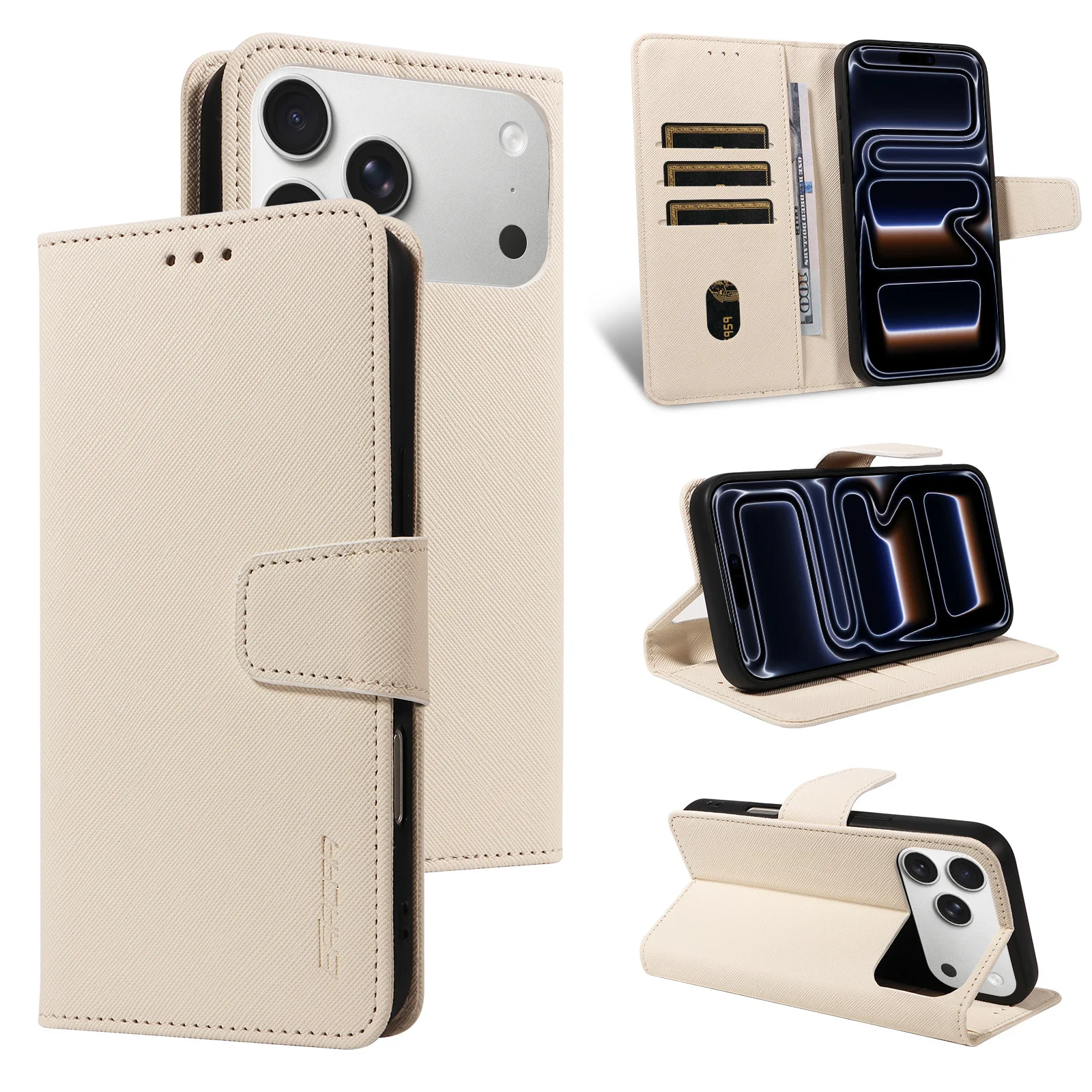 PU-Leder Handyhülle für iPhone 17e 17 16 15 14 12 11 Pro Max Plus Mini Stoßfeste Magnetische Brieftasche Modische Schutzhülle