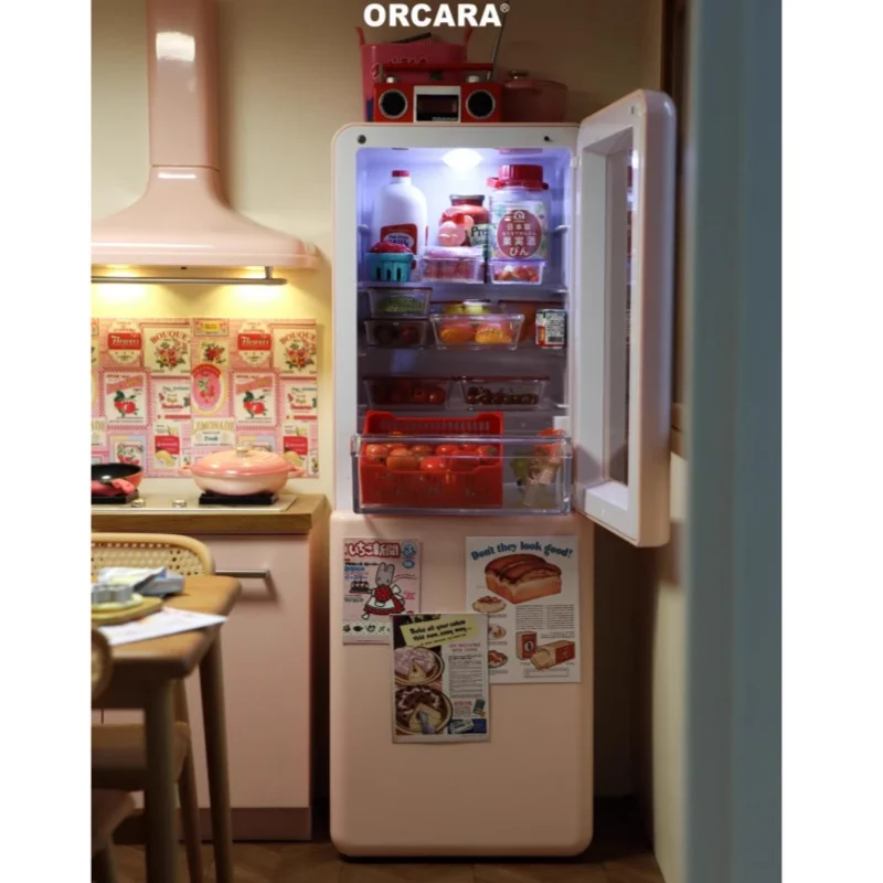 Doll House Model Furniture Accessories 1/6 Transparent Refrigerator Storage Cabinet Bjd Ob11 Gsc Blyth Lol Miniature Freezer Toy