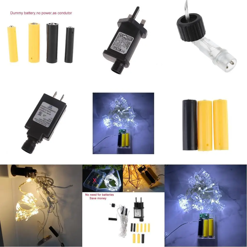 AAA AA Virtual Battery Dummy Battery Eliminators with Adapter for LED Lights 193A