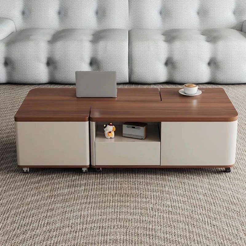 

Chinese Ancient Style Mobile Coffee Table Living Room Home Modern Simple Side Table Multi-Functional Traveling Cart Solid Wood