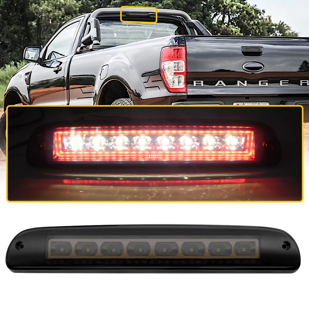 For Ford F-250 F-350 F-450 F-550 1995-2003 LED Smoke 3rd Tail Light High Mount Third Brake Taillight Cargo Lamp Rear Stop Lights