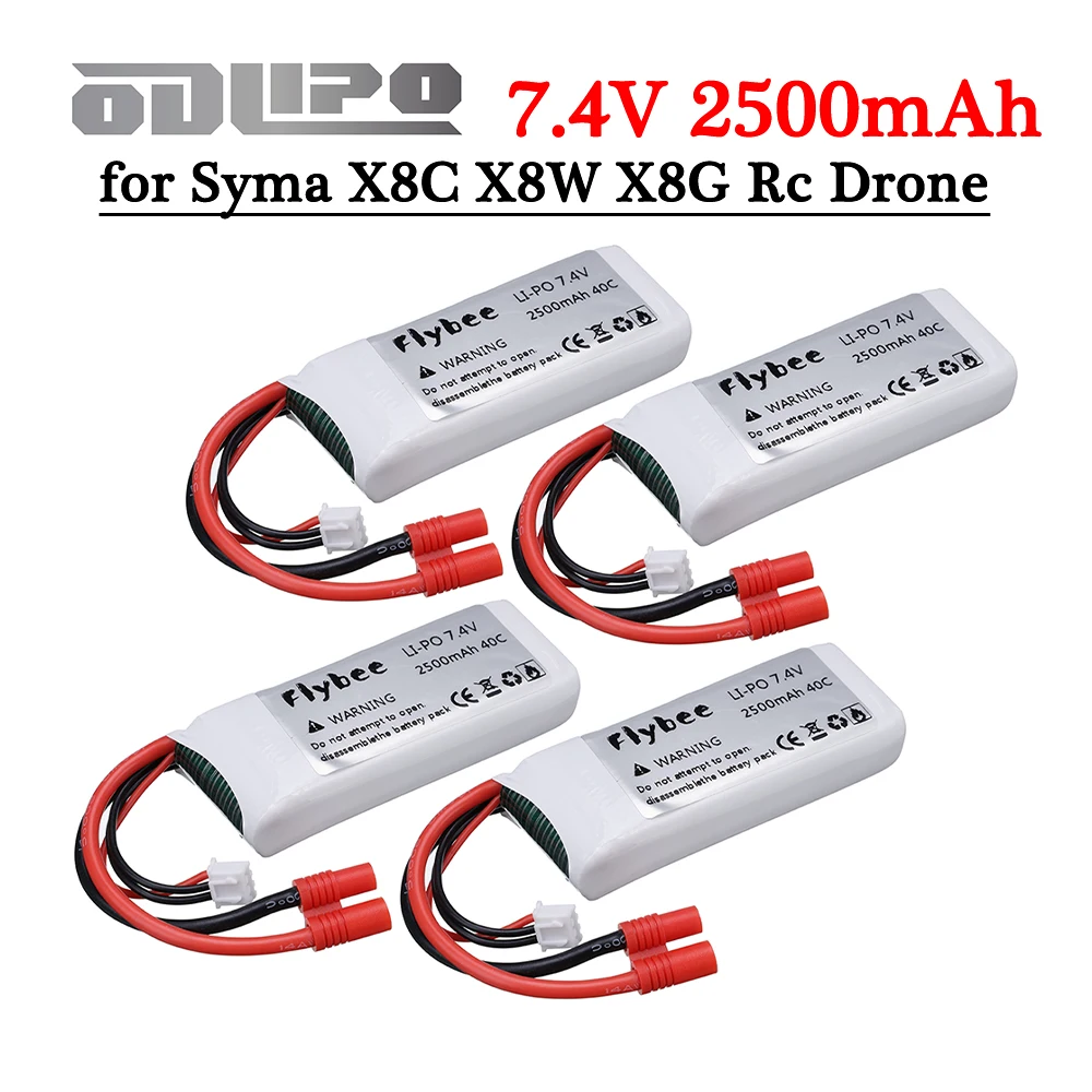 7.4V 2500mAh Lipo Battery for Syma X8C X8W X8G X8 X8HC X8HG X8HW HQ899 T70CW Rc Drone Spare Parts 2S 7.4V Battery RC Toys Parts