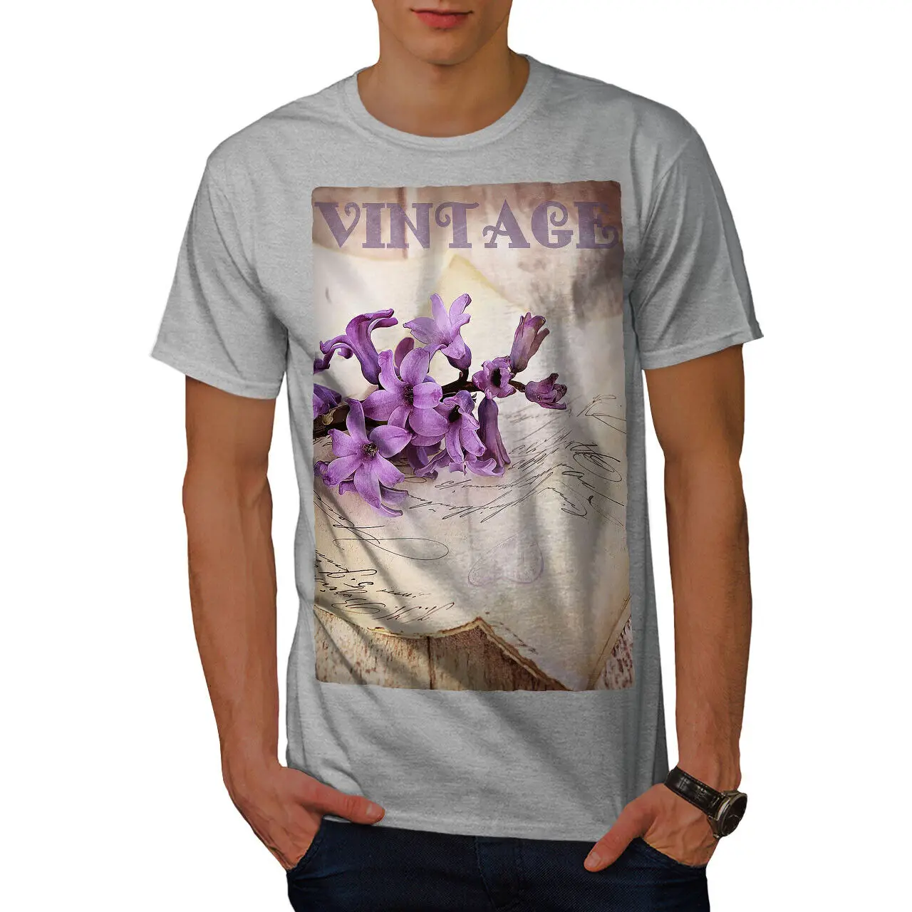 Letter Retro Cool Lilac Mens T-shirt