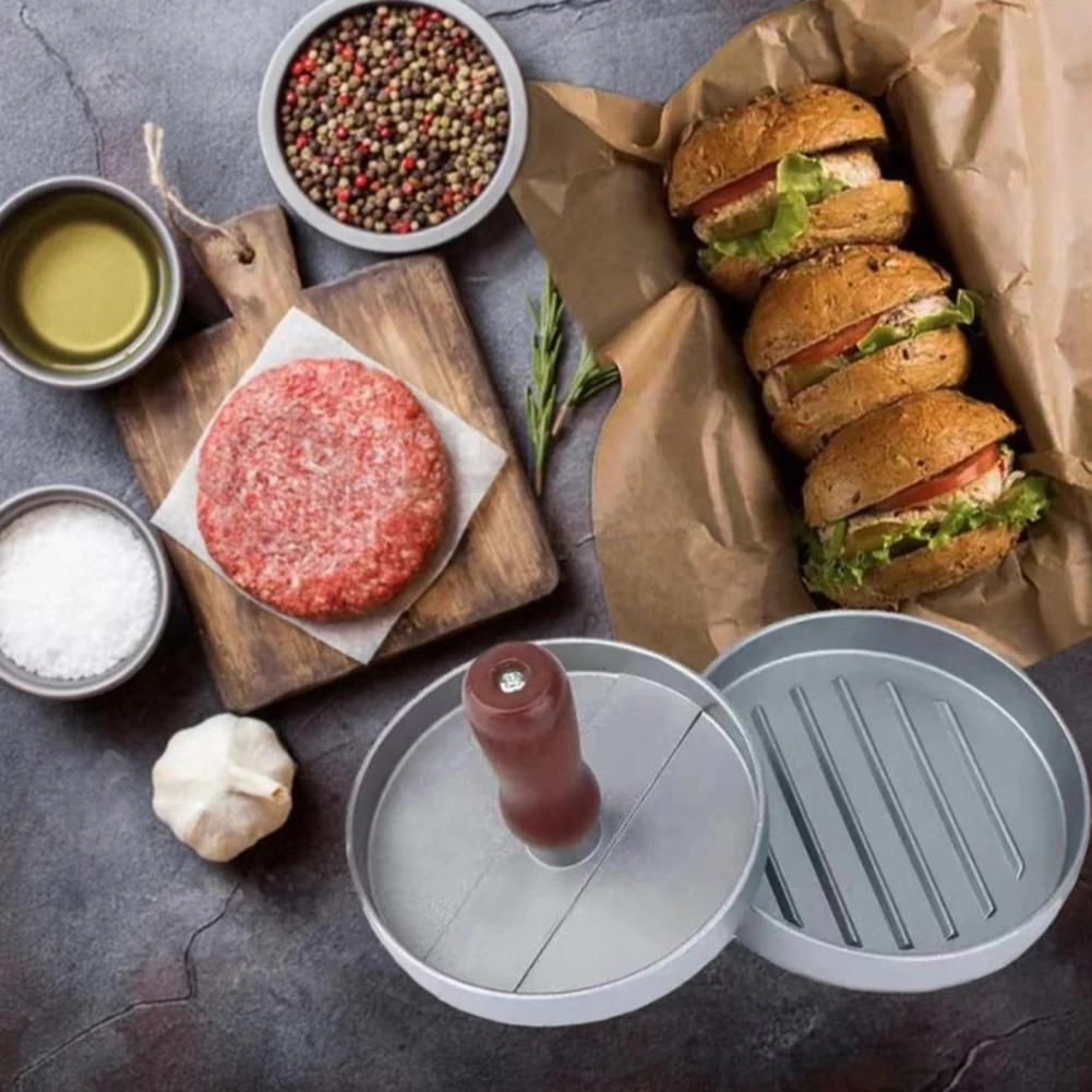 ماكينة ضغط البرجر، قالب صانع الفطائر غير لاصق، ماكينة صنع البرجر النباتي واللحم البقري والجبن للشوايات والشواء والشواء