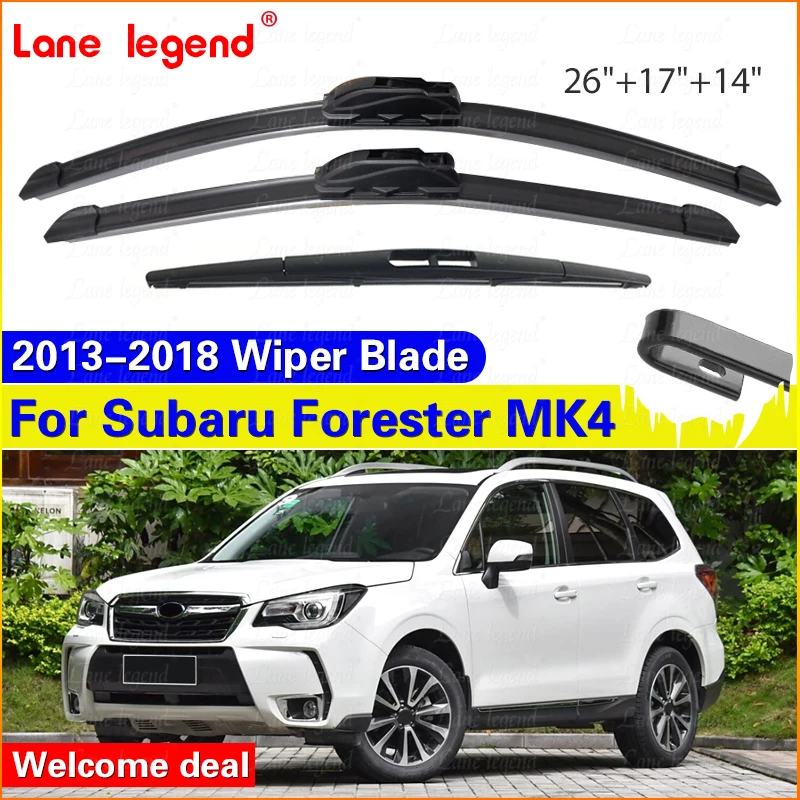 Car Wiper Blades For Subaru Forester MK4 2013-2018 Front Rear Windshield Wipers Car Accessories J Hook 2014 2015 2016 2017 2018