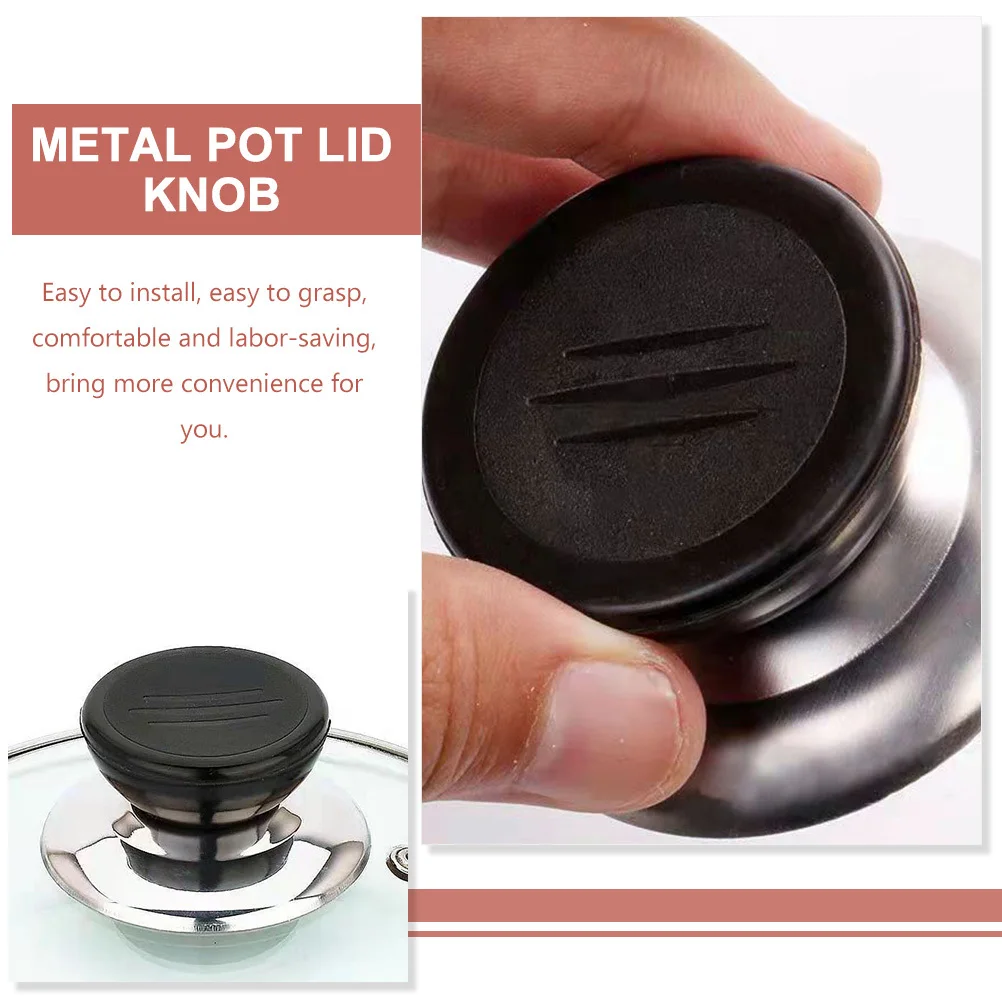 

2Pcs Universal Pot Lid Knob Set Heavy Duty Metal Handle for Pots Woks Soup Lids Heat Resistant Compact Replacement Kitchen Tool