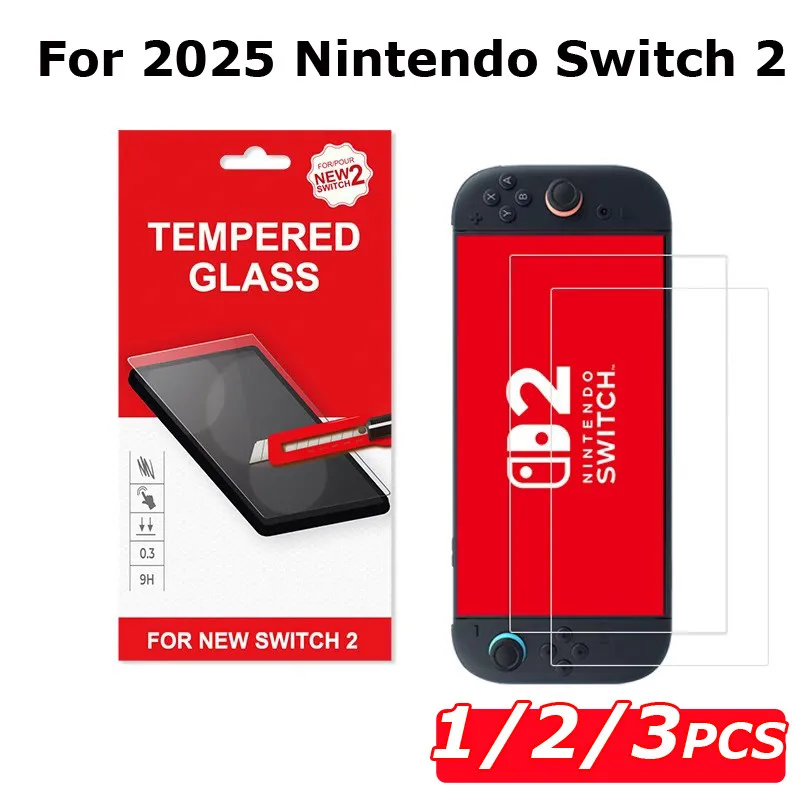 

1/2/3PCS Tempered Glass Screen Protector for Nintendo Switch 2 9H Glass Screen Protector: Auto-Align, Bubble-Free, Scratchproo