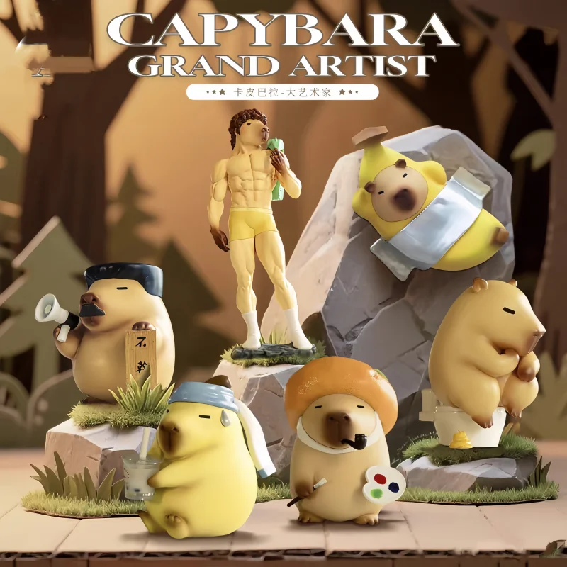 

Новая распродажа, аутентичная серия Luck Moai Capybara Artist, модная слепая коробка, модные игрушки, орнамент, милые украшения, подарочные игрушки-сюрпризы