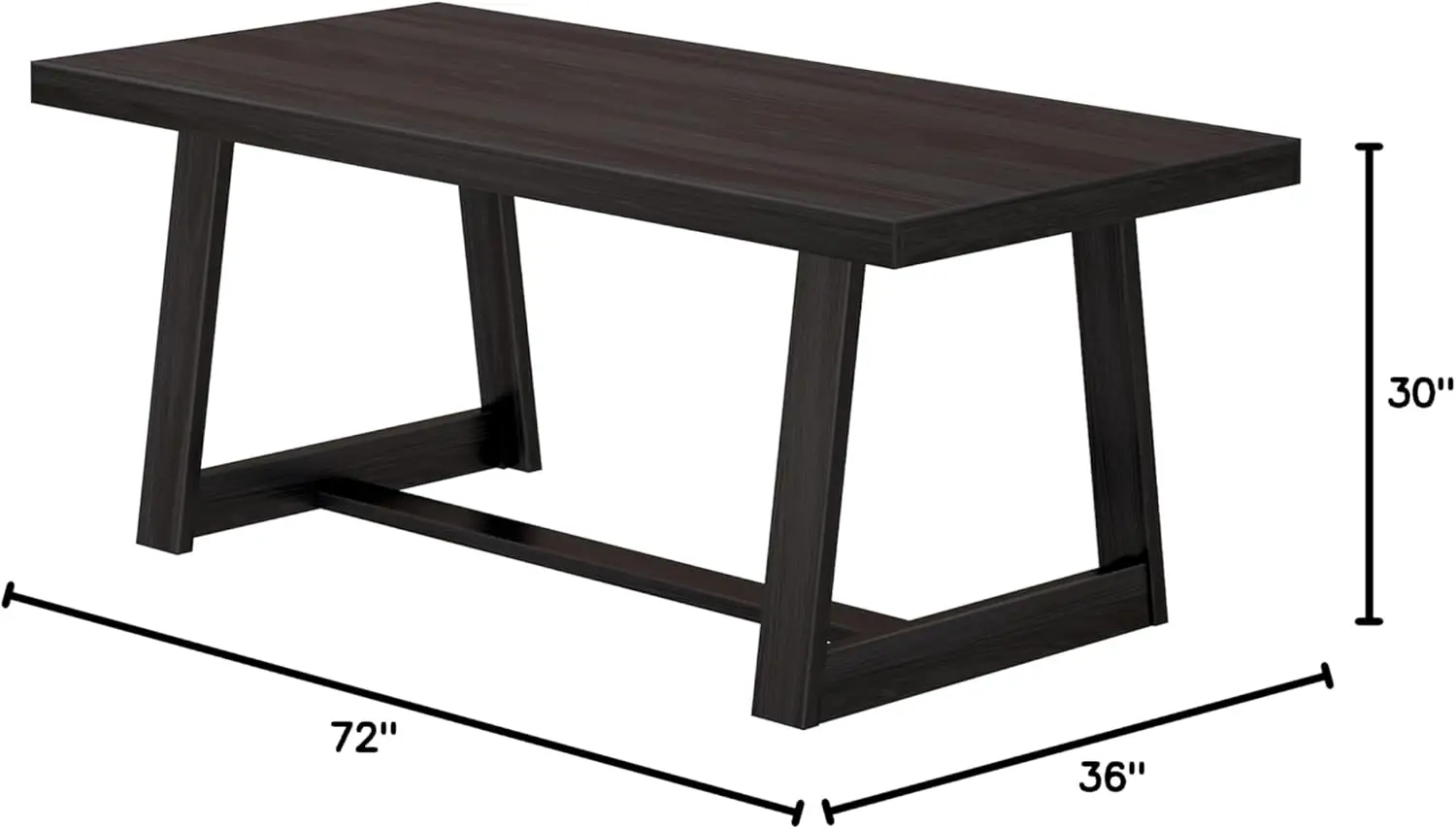 72 Inch Farmhouse Dining Table, Solid Wood Rustic Kitchen Table, Large Wooden Rectangular Dinner Table for Dining Roo