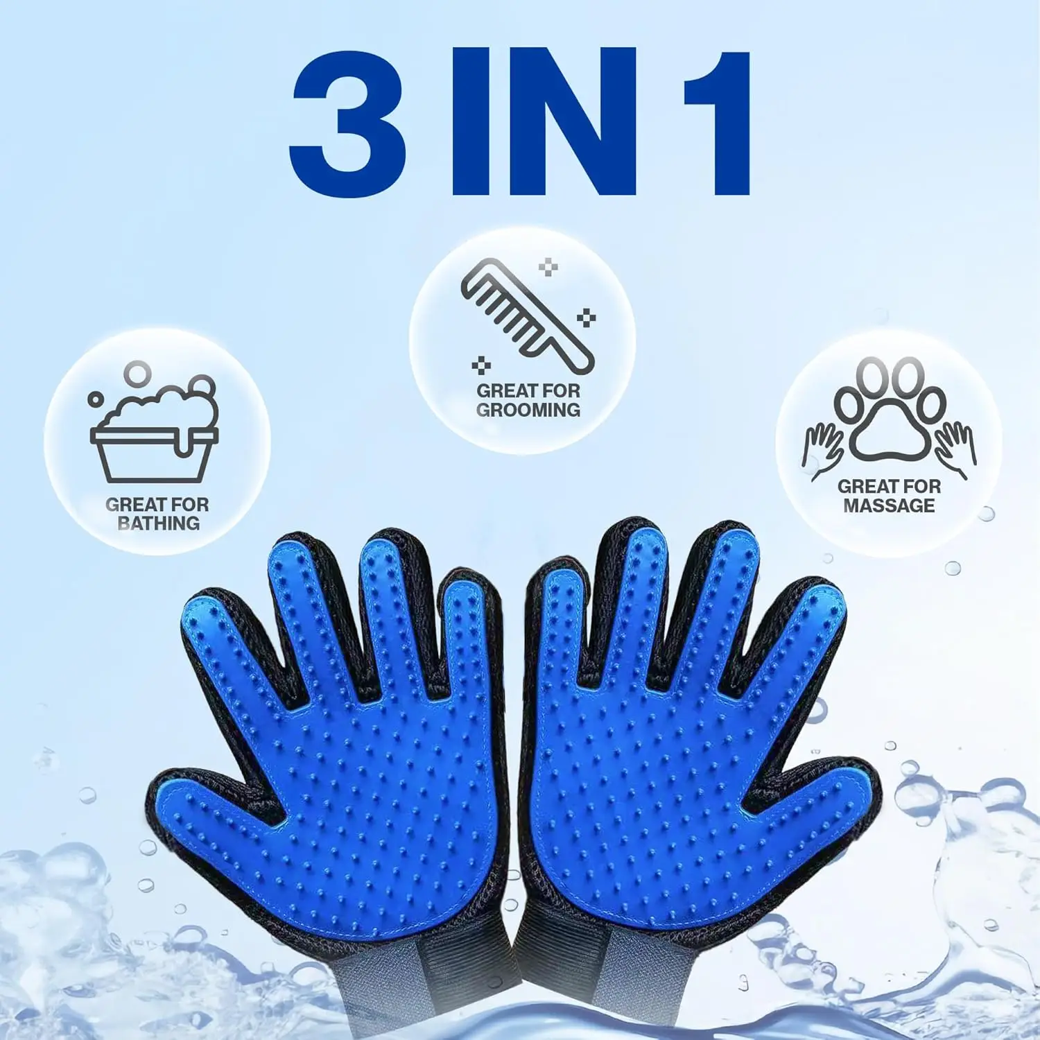 Guantes de depilación para mascotas, 1 piezas, cepillo de masaje de silicona para limpieza de baño de perros y gatos, peine Deshedding, suministros de aseo