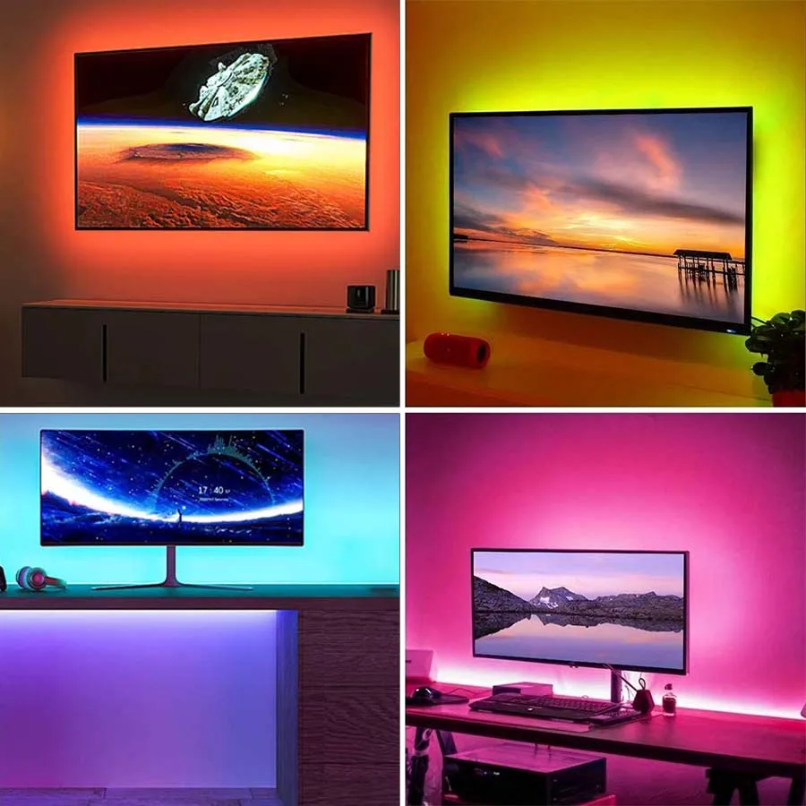 5V RGB LED strip, flexible TV backlight, USB powered, 24-key remote control, multiple colors available, suitable for gaming atmo