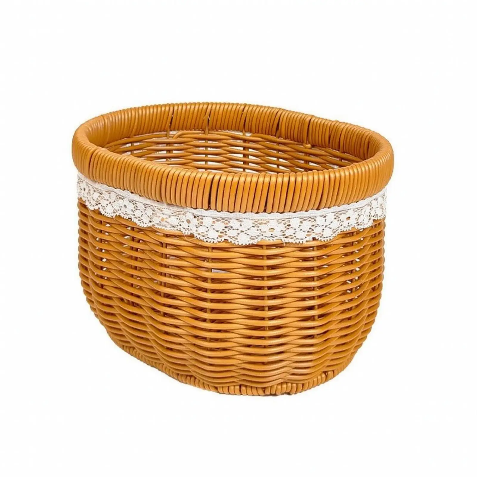 Handcrafted Kitchen Basket PP PE Material for Household Items Storage with Decorative White Band Rim