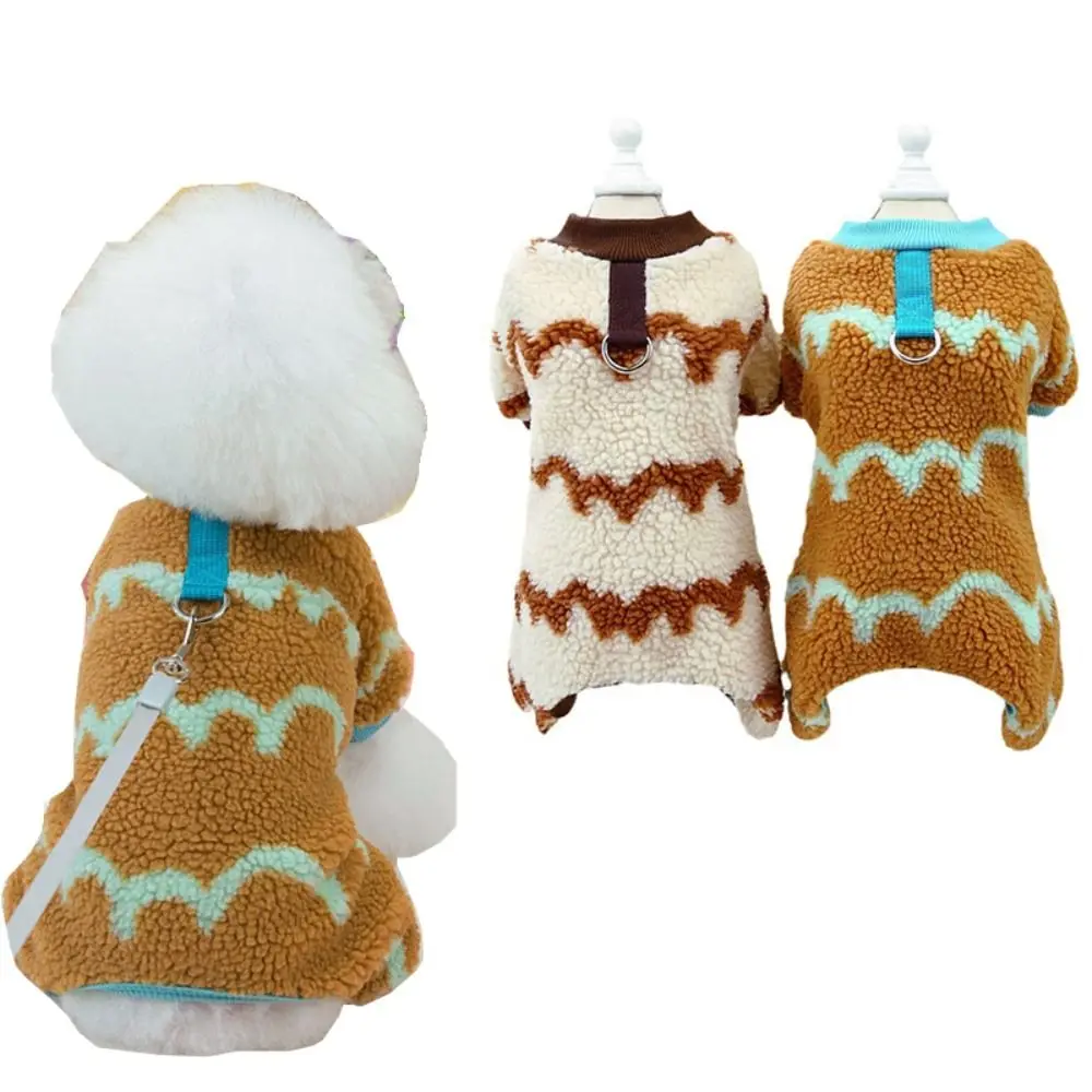 Winter Warm Dog Jumpsuit Pet Accessories Jacket Coral Fleece Cat Pullover Sweater Towable Pet Clothes Small Medium Dog