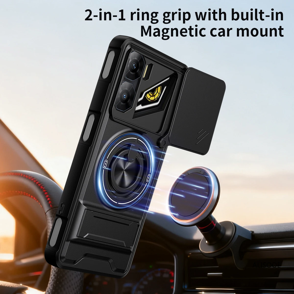 Funda for Nubia Neo 3 5G Case Rotatable Slide Camera Protection Ring Stand Shockproof Cover Capa Funda