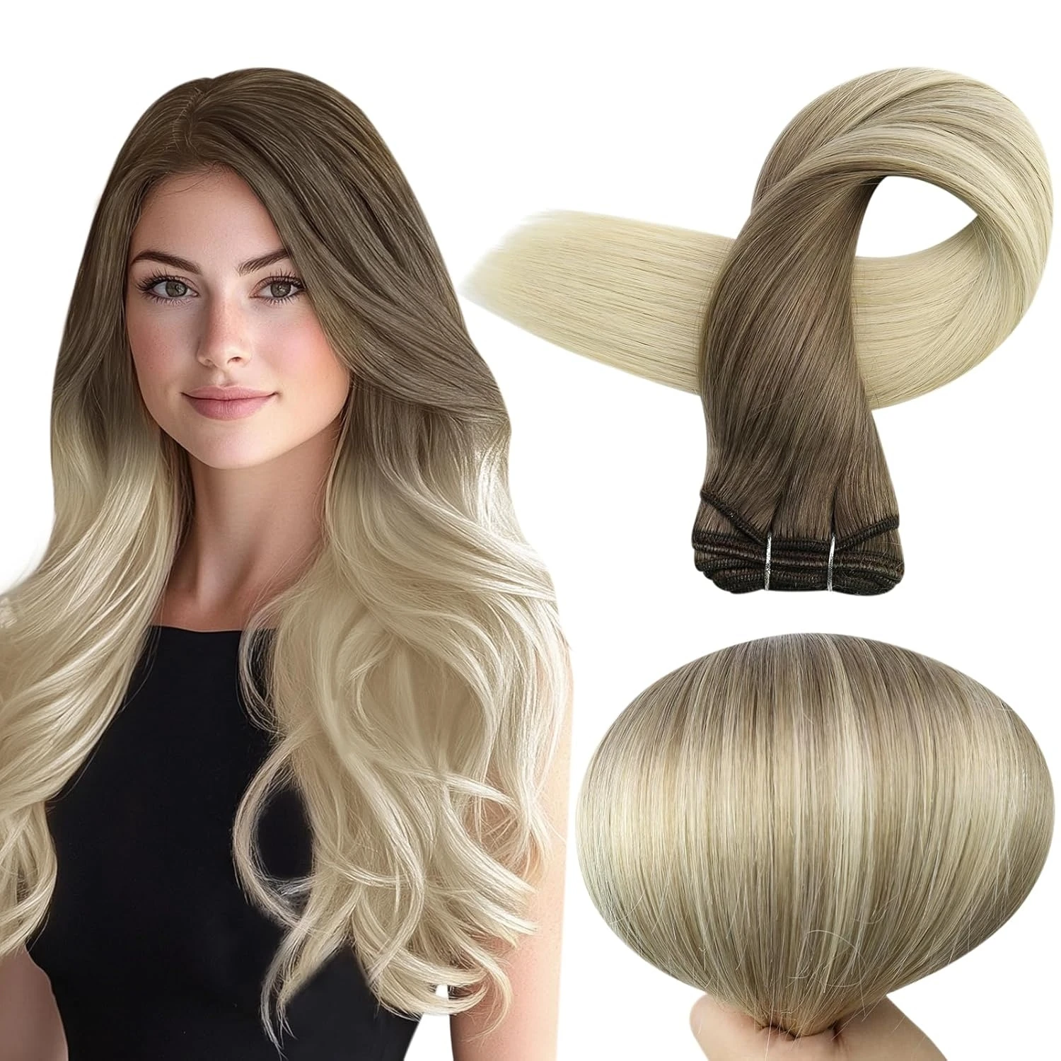 Full Shine Weft Hair Extensions Sew In Real Human Hair Extensions For Women Add Length And Volume